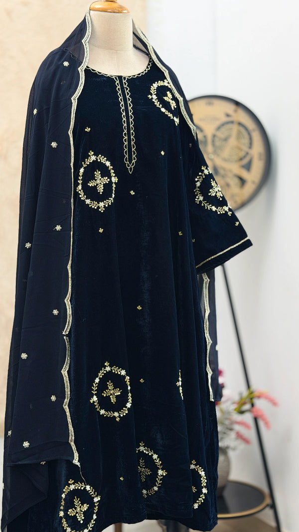 ✨ Velvet Handwork Partywear Kurti Set with Georgette Dupatta ✨