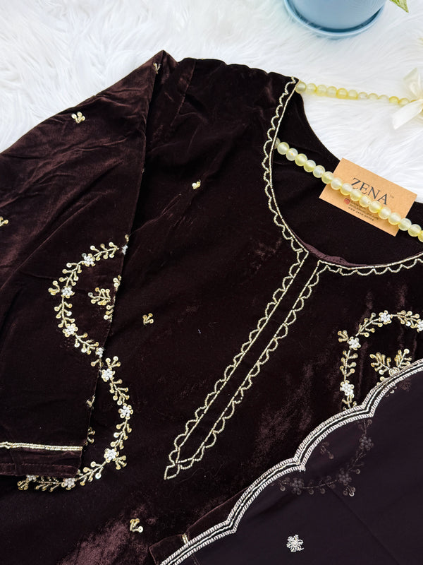 ✨ Velvet Handwork Partywear Kurti Set with Georgette Dupatta ✨