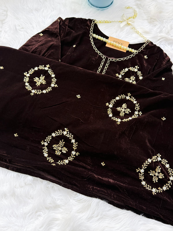✨ Velvet Handwork Partywear Kurti Set with Georgette Dupatta ✨