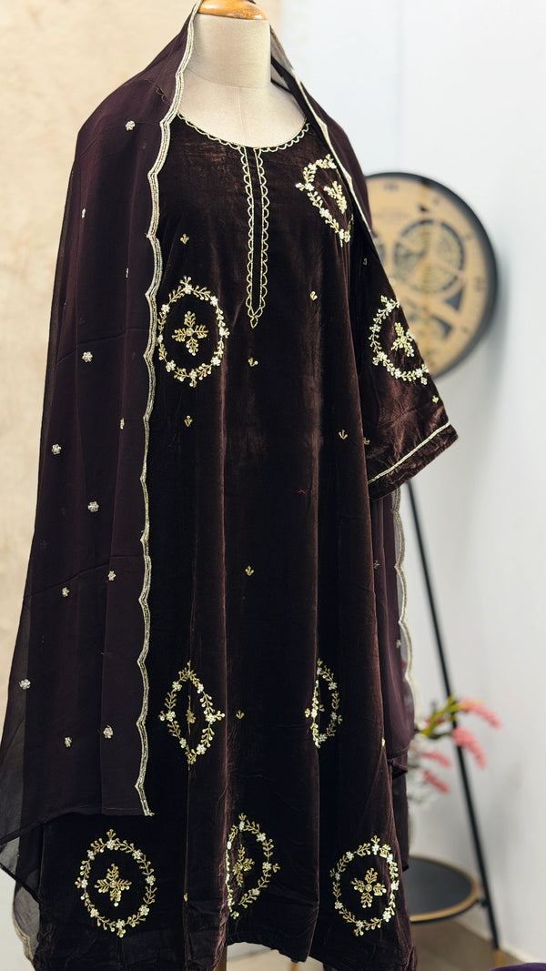 ✨ Velvet Handwork Partywear Kurti Set with Georgette Dupatta ✨