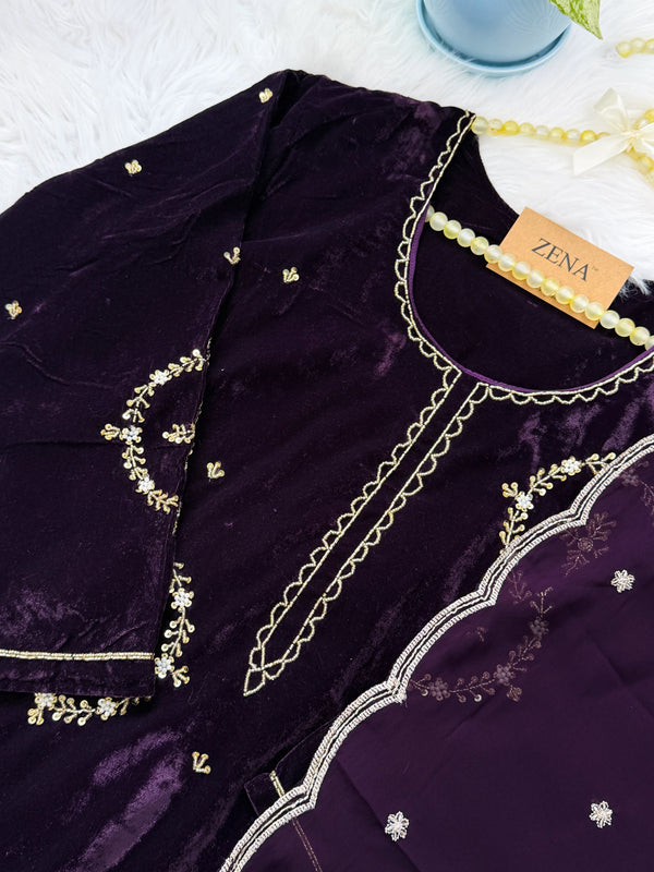 ✨ Velvet Handwork Partywear Kurti Set with Georgette Dupatta ✨