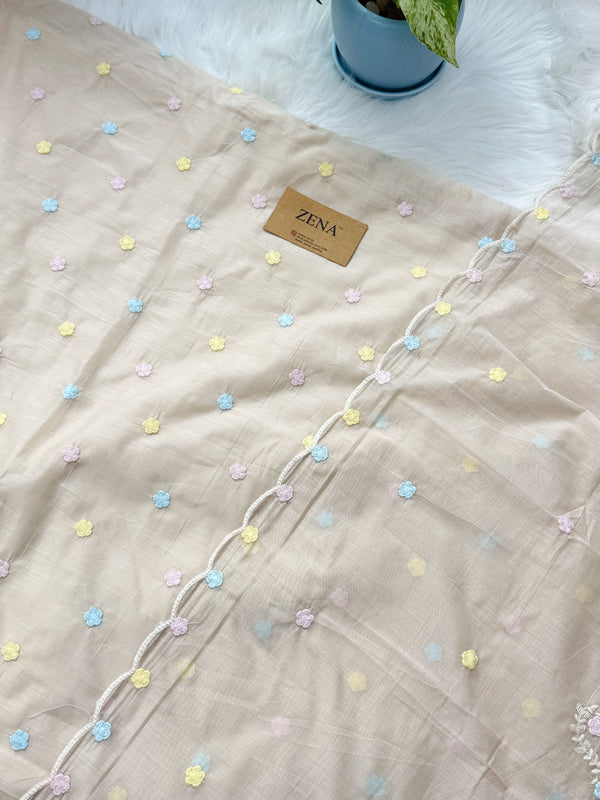 ✨ Malai Chanderi Embroidered Unstitched Suit ✨