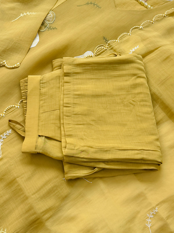 ✨ Malai Chanderi Embroidered Unstitched Suit ✨
