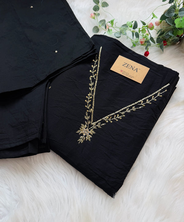 ✨ Mul Chanderi Hand Detailed Unstitched Suit ✨