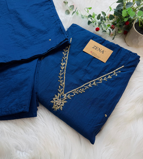 ✨ Mul Chanderi Hand Detailed Unstitched Suit ✨