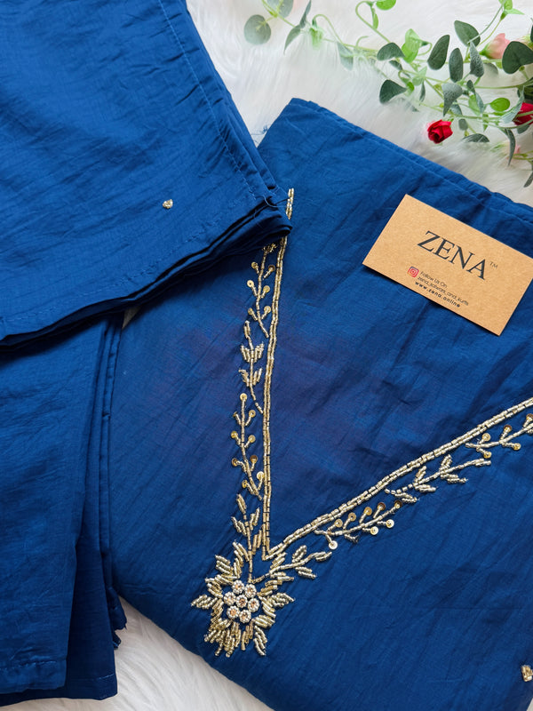 ✨ Mul Chanderi Hand Detailed Unstitched Suit ✨