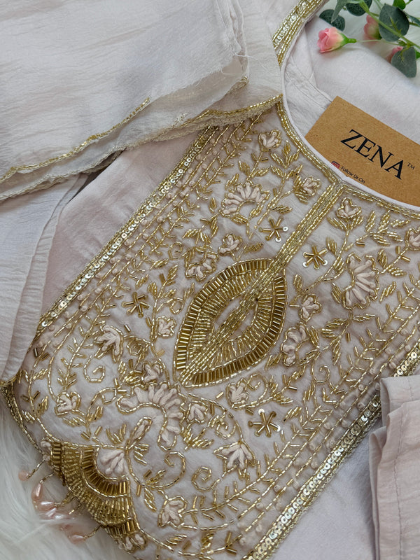 ✨ Crush Silk Handwork Slitted Partywear Kurti Set ✨
