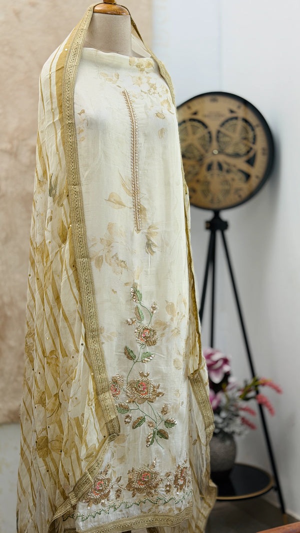 ✨ Crepe Hand-Detailed Unstitched Suit ✨