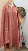 ✨ Mul Chanderi Embroidered A-Line Kurti Set ✨