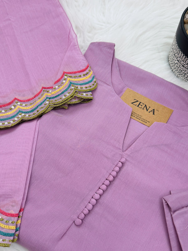 ✨ Mul Chanderi Embroidered A-Line Kurti Set ✨