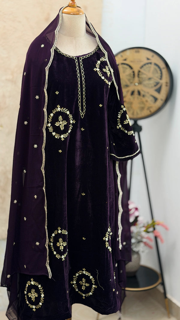 ✨ Velvet Handwork Partywear Kurti Set with Georgette Dupatta ✨