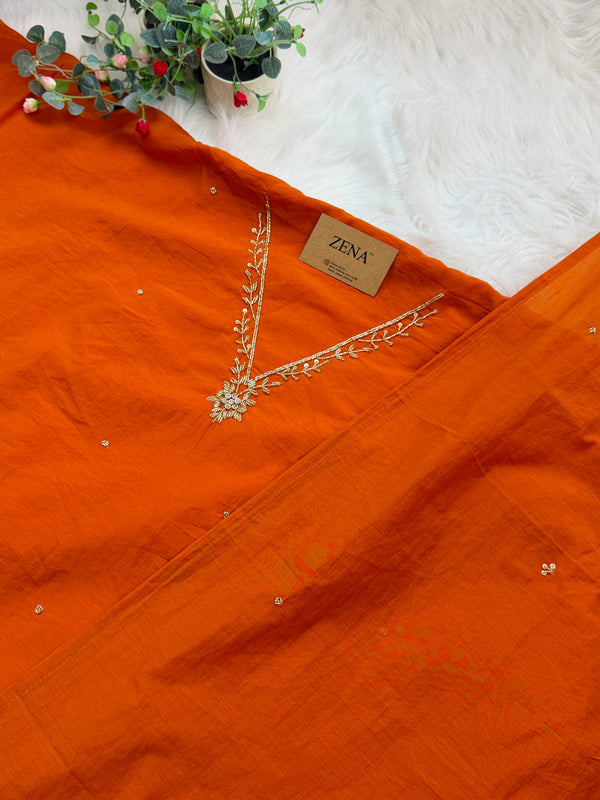 ✨ Mul Chanderi Hand Detailed Unstitched Suit ✨