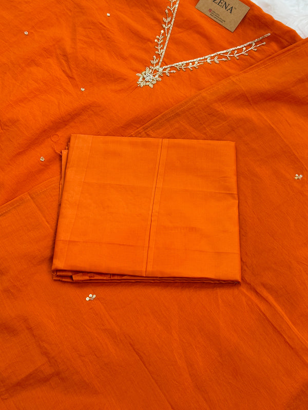✨ Mul Chanderi Hand Detailed Unstitched Suit ✨
