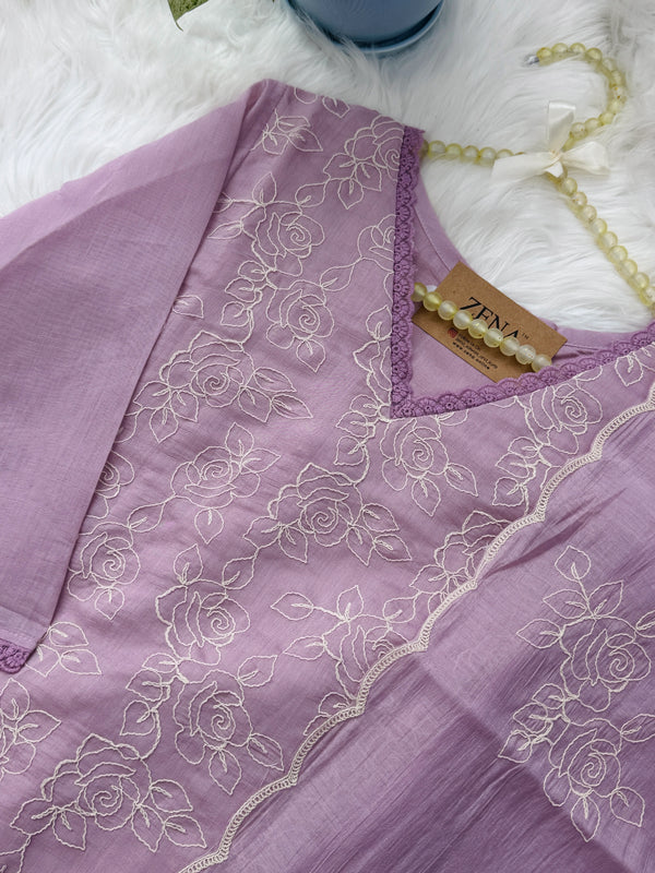 ✨ Coral Crush Embroidered Kurti Set ✨