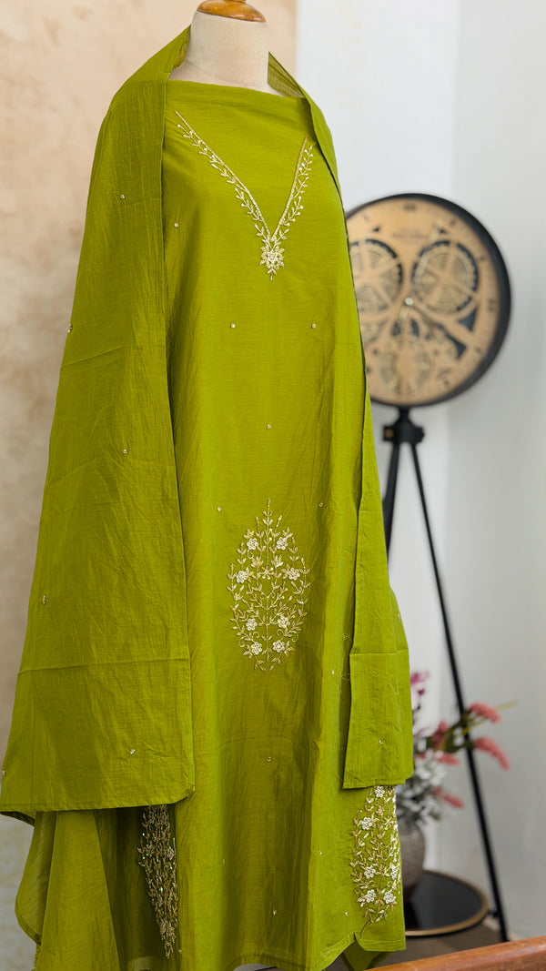 ✨ Mul Chanderi Hand Detailed Unstitched Suit ✨