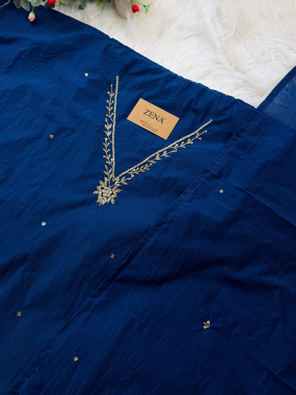 ✨ Mul Chanderi Hand Detailed Unstitched Suit ✨