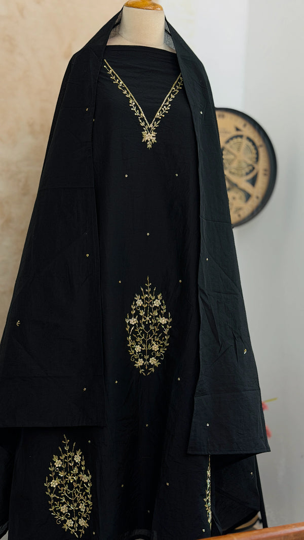 ✨ Mul Chanderi Hand Detailed Unstitched Suit ✨
