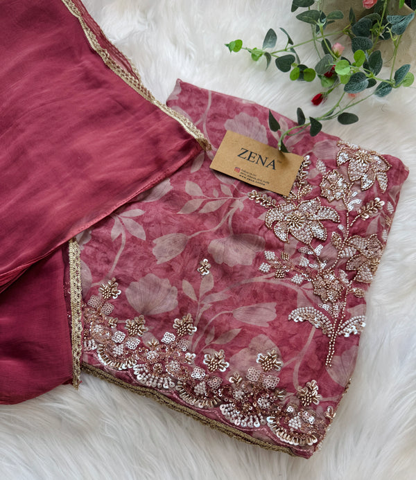✨ Pure Crepe Handwork Unstitched Suit ✨