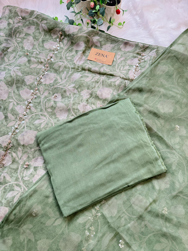 ✨ Pure Crepe Handwork Unstitched Suit ✨