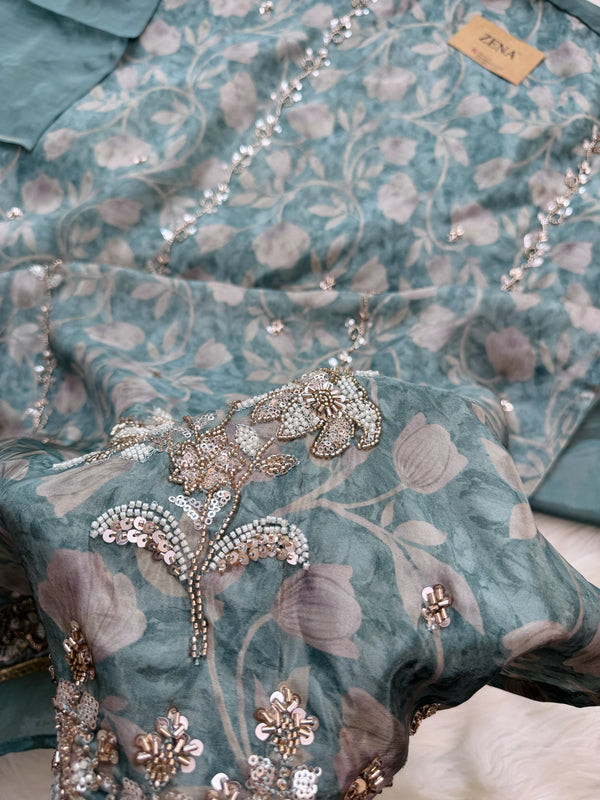 ✨ Pure Crepe Handwork Unstitched Suit ✨