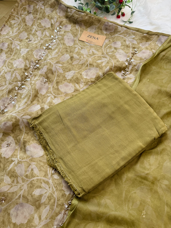 ✨ Pure Crepe Handwork Unstitched Suit ✨