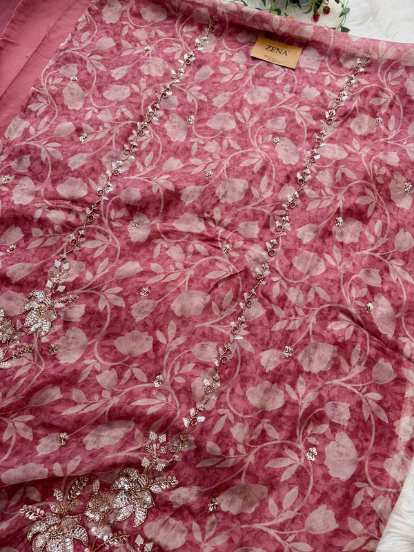 ✨ Pure Crepe Handwork Unstitched Suit ✨