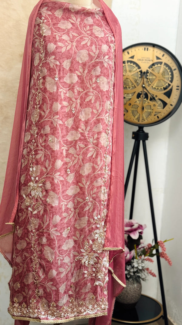 ✨ Pure Crepe Handwork Unstitched Suit ✨