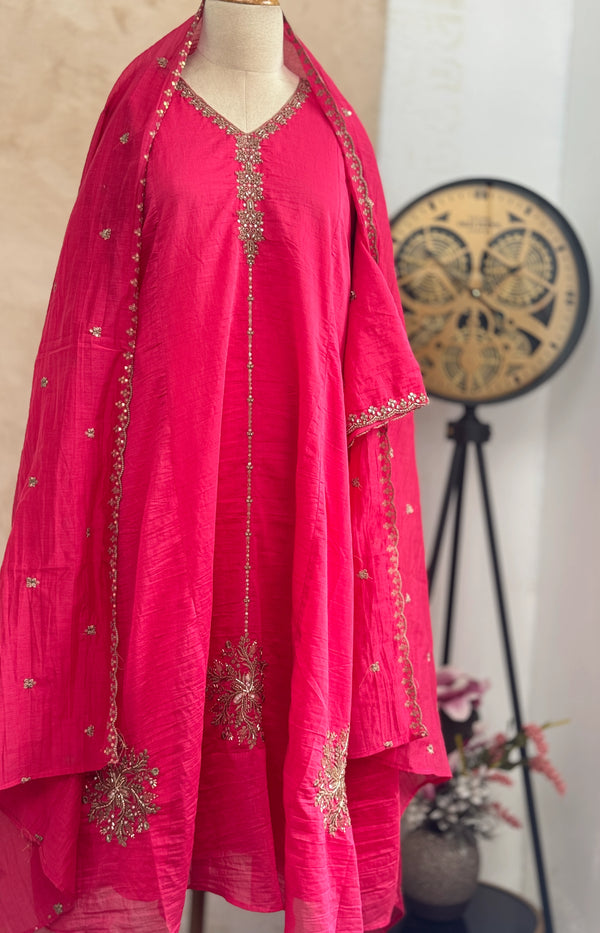 ✨ Premium Mul Chanderi Handwork A-Line Kurti Set ✨