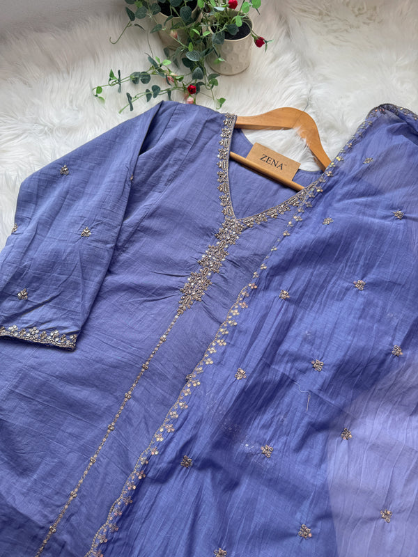 ✨ Premium Mul Chanderi Handwork A-Line Kurti Set ✨