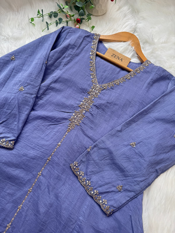 ✨ Premium Mul Chanderi Handwork A-Line Kurti Set ✨