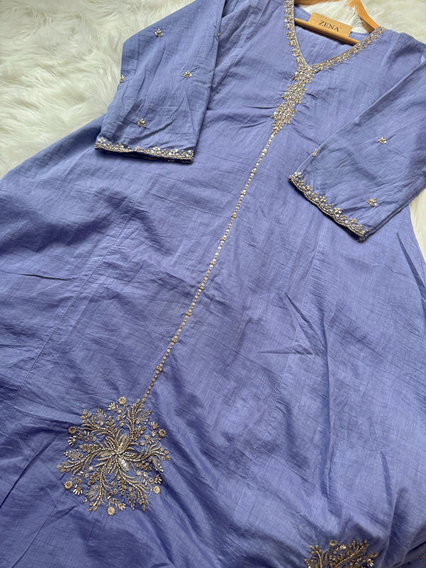 ✨ Premium Mul Chanderi Handwork A-Line Kurti Set ✨