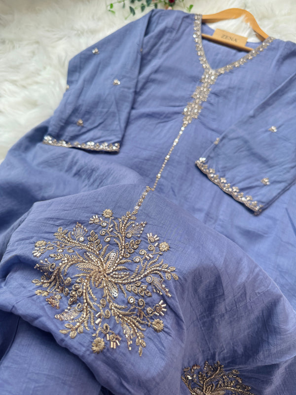 ✨ Premium Mul Chanderi Handwork A-Line Kurti Set ✨