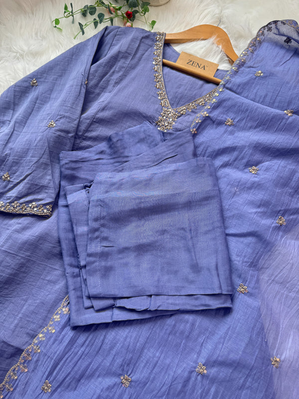 ✨ Premium Mul Chanderi Handwork A-Line Kurti Set ✨