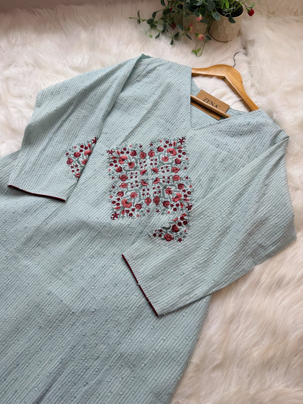 ✨ Pure Cotton Embroidered Kurti Set ✨