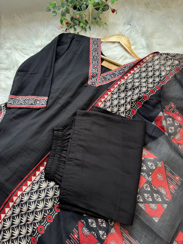 ✨ Glass Chanderi A-Line Kurti Set ✨