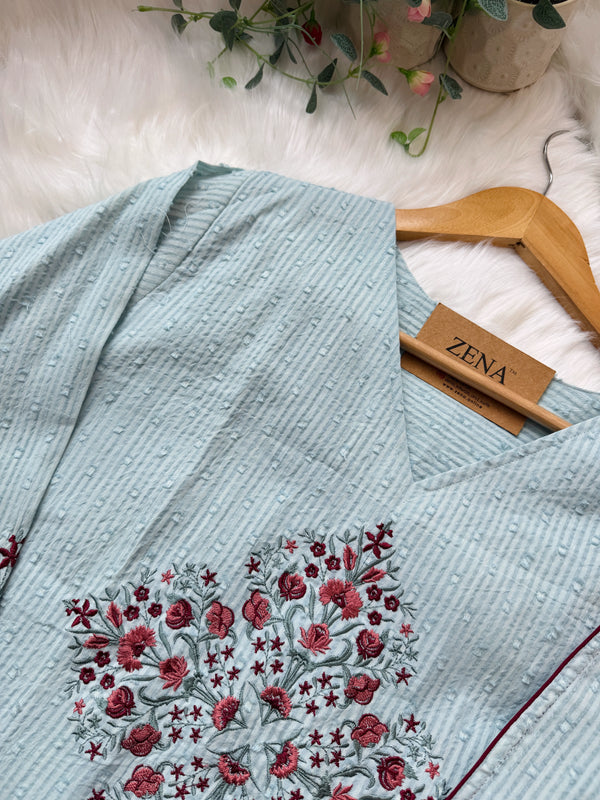 ✨ Pure Cotton Embroidered Kurti Set ✨