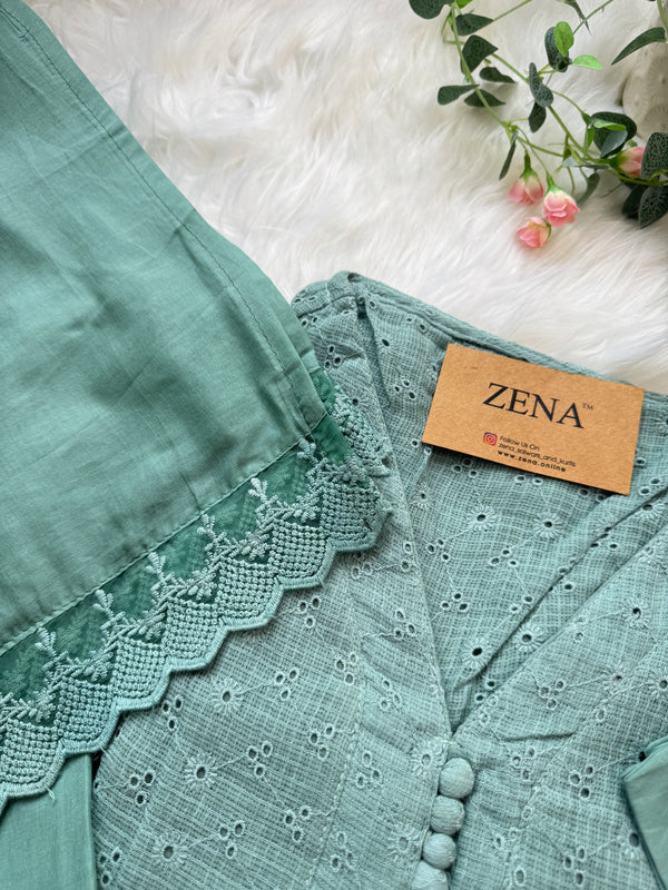 ✨ Pure Cotton Hacoba A-Line Kurti Set ✨
