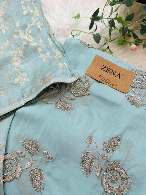 ✨ Premium Tissue Silk Handwork Unstitched Suit ✨