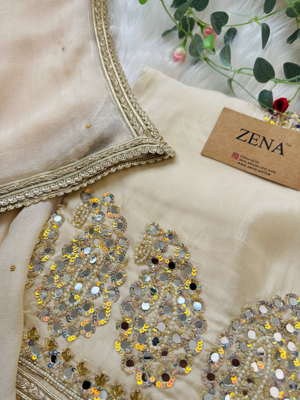 Partywear Crepe Handwork Unstitched Suit ✨