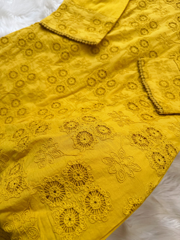 ✨ Pure Cotton Thread Work A-Line Kurti Set ✨