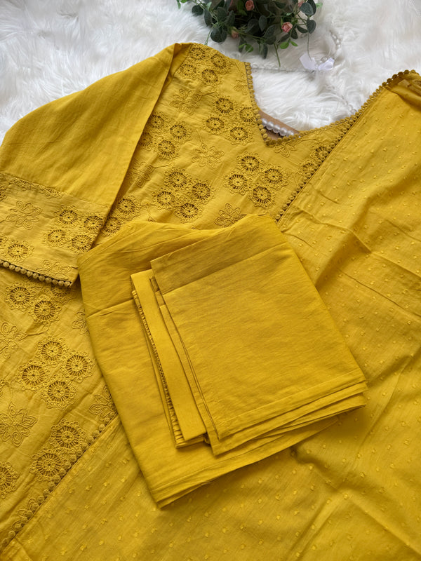 ✨ Pure Cotton Thread Work A-Line Kurti Set ✨