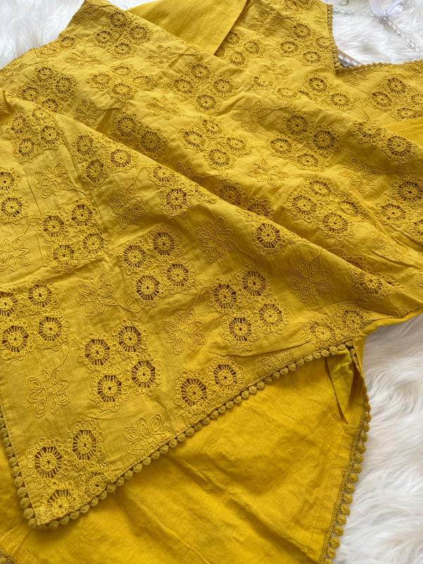 ✨ Pure Cotton Thread Work A-Line Kurti Set ✨