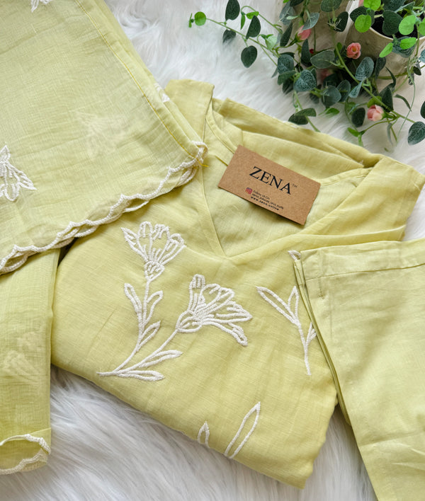 ✨ Pure Mul Chanderi Embroidered A-Line Kurti Set ✨