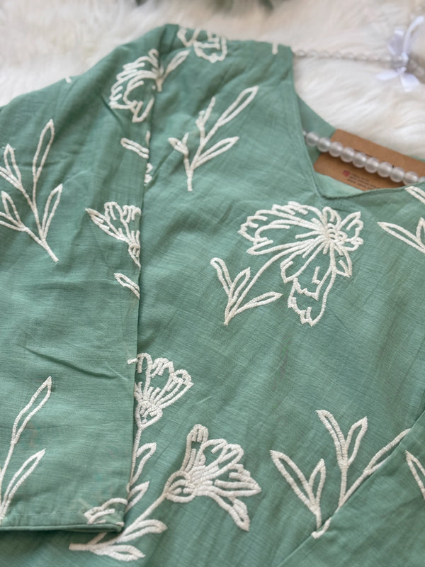 ✨ Pure Mul Chanderi Embroidered A-Line Kurti Set ✨