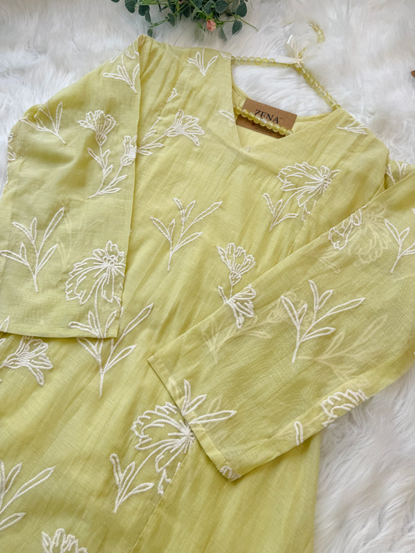✨ Pure Mul Chanderi Embroidered A-Line Kurti Set ✨