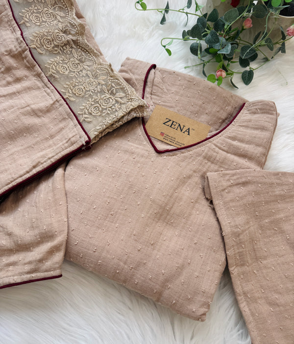 ✨ Crush Cotton A-Line Kurti Set ✨