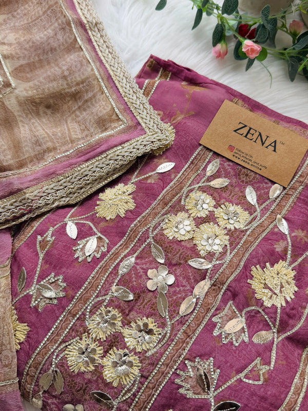 ✨ Pure Crepe Handwork Unstitched Suit ✨