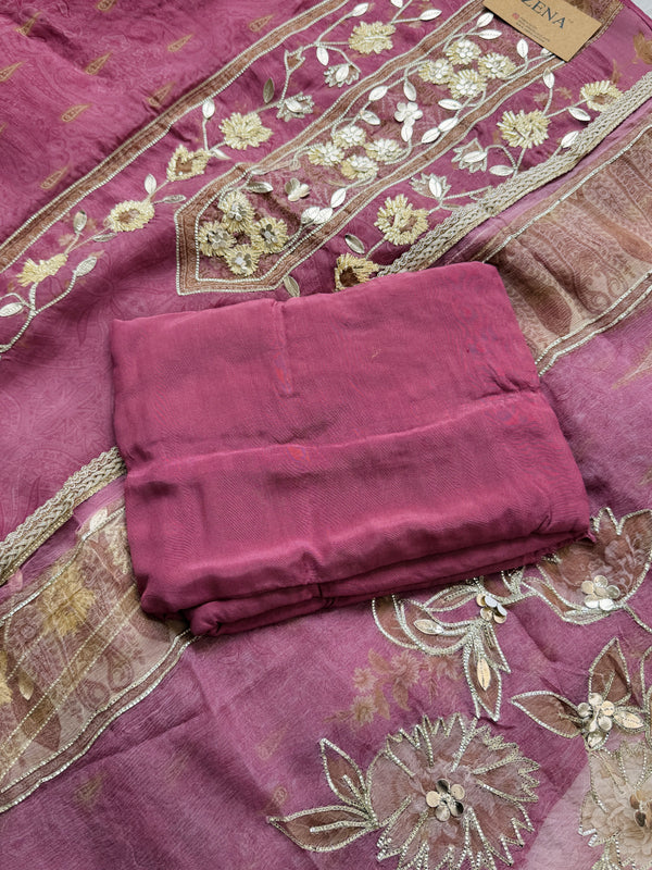 ✨ Pure Crepe Handwork Unstitched Suit ✨