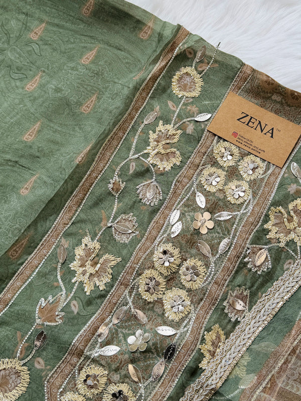 ✨ Pure Crepe Handwork Unstitched Suit ✨