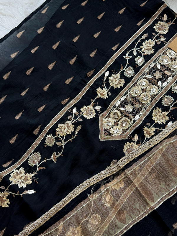 ✨ Pure Crepe Handwork Unstitched Suit ✨